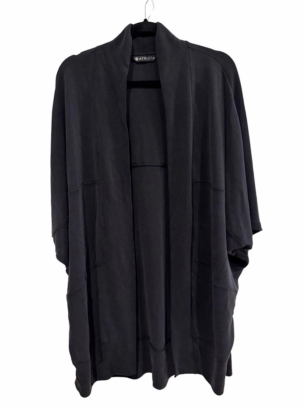 Athleta Black Open-Front Draped Cardigan